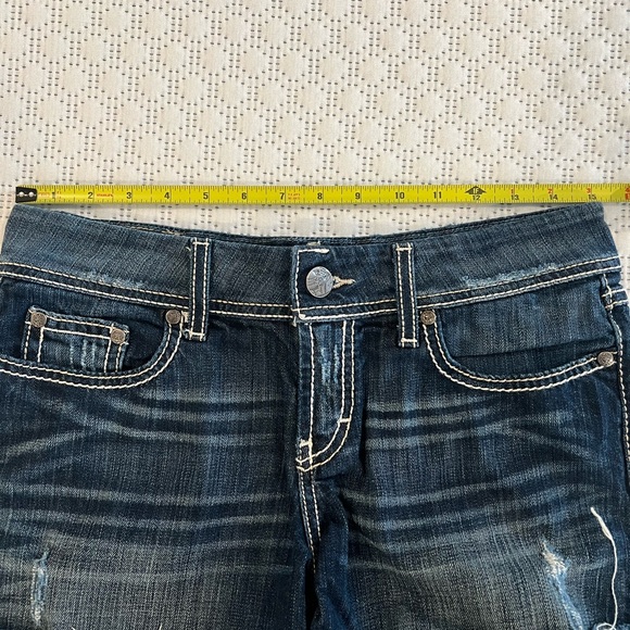 Miss Me Jeans Womens Dark Wash Mid-Rise Easy Boot Size 3/4 (27) Rhinestone - Picture 8 of 11